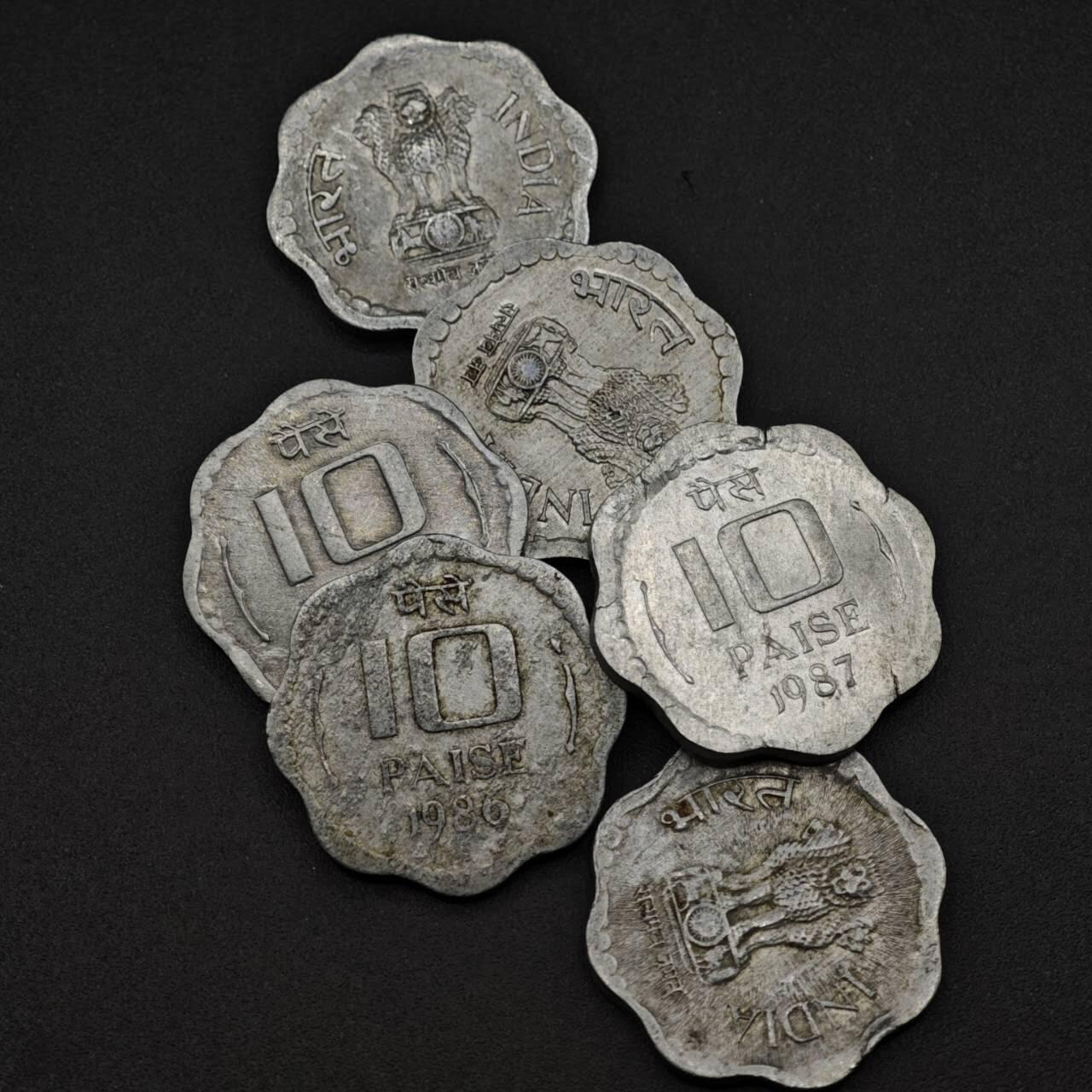 【淘币小摊】实时拍第八百二十七拍   散币场   满百包邮可预留二周 每周一统一发货   印度10派沙铝币6枚