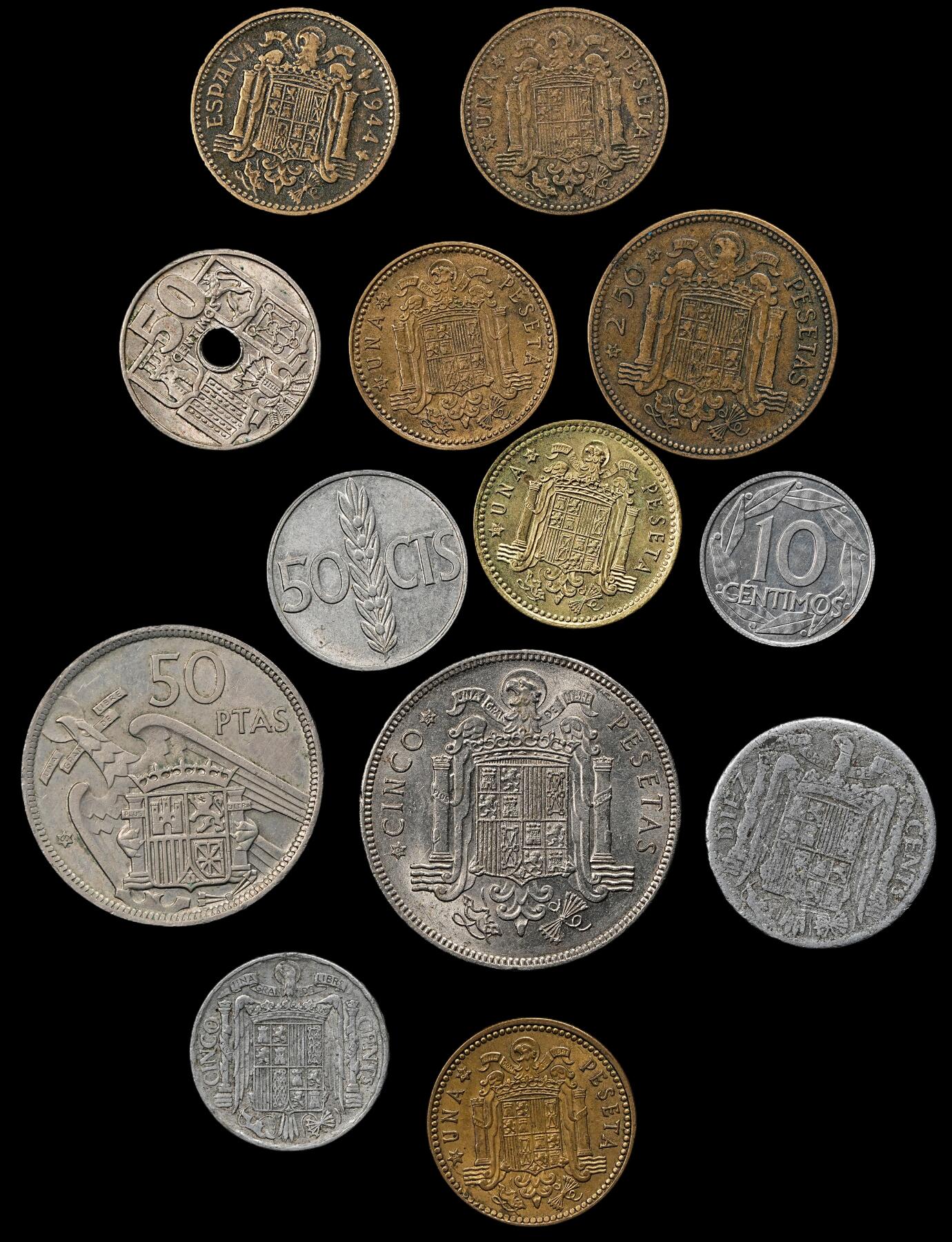 修遠堂世界钱币第九十七期 西班牙佛朗哥时期钱币一组