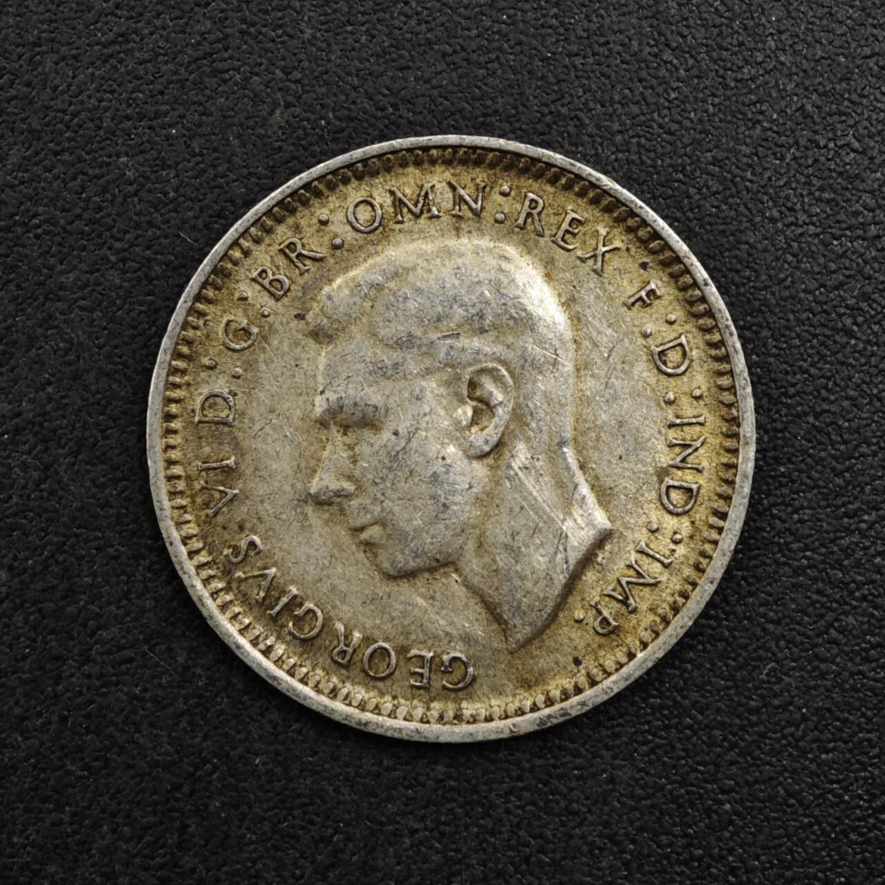 【淘币小摊】实时拍第八百二十七拍   散币场   满百包邮可预留二周 每周一统一发货   澳大利亚1944年乔治六世3便士银币