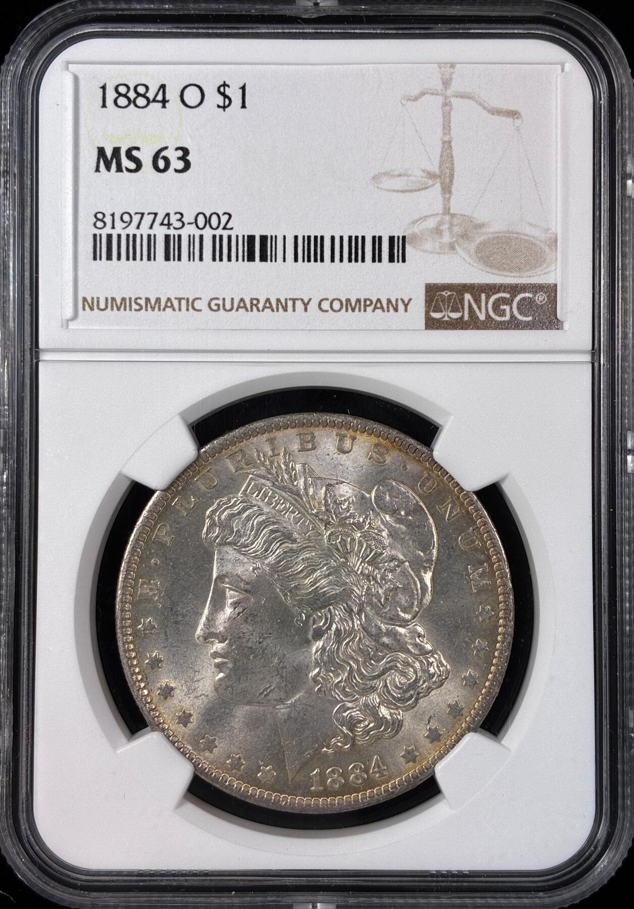 【雨安】【直播拍卖】【世界币章121期-评级币】2025-12-20 周六 19:30 保真 [评级美洲] USA 美国 1美元 (1878-1921) 摩根 1884年O  NGC-MS63