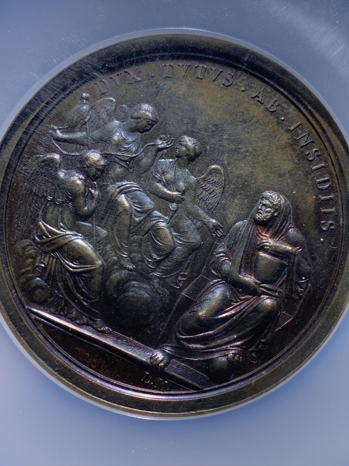 《竞宝斋》第447场 周日，周一，2场连拍 （全场包邮） NGC MS62BN 法国1800年拿破仑纪念阿尔卑斯山共和国复辟大铜章，冠军分，巴黎造币厂原铸60毫米超大型铜章，非常稀少的品种。加大加厚盒