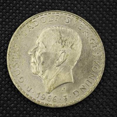 【淘币小摊】限时拍第八百三十拍  散币纸币邮票场  满百包邮可预留两周  周一统一发货  -  瑞典1966年5克朗银币