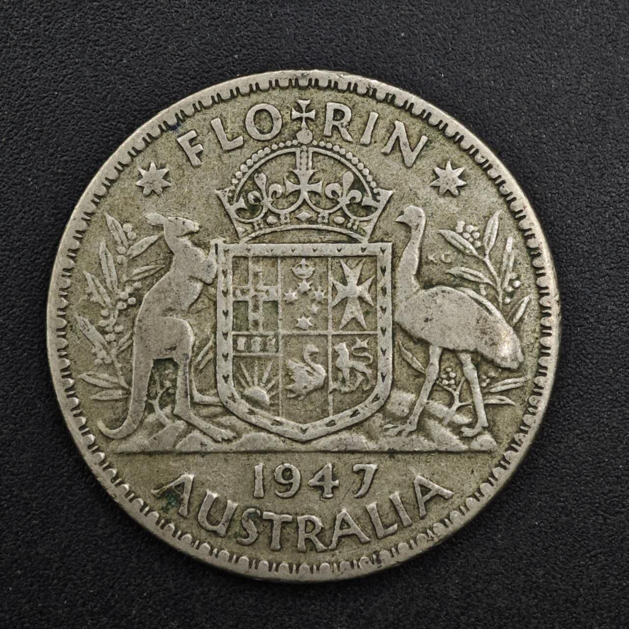 【淘币小摊】实时拍第八百二十七拍   散币场   满百包邮可预留二周 每周一统一发货   澳大利亚1947年乔治六世弗洛林银币