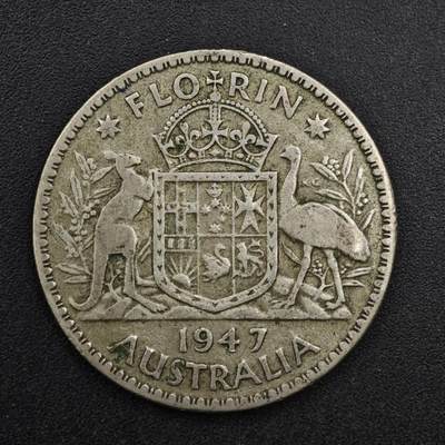 【淘币小摊】实时拍第八百二十七拍   散币场   满百包邮可预留二周 每周一统一发货   - 澳大利亚1947年乔治六世弗洛林银币