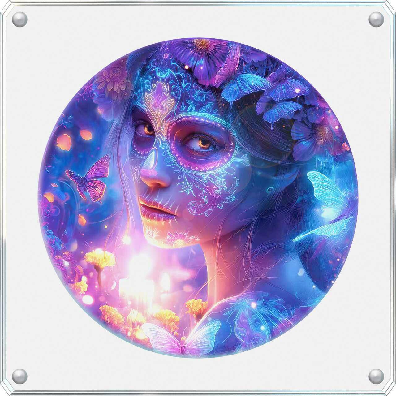 利比里亚2026年梦幻世界系列4亡灵节女神1盎司超大尺寸120毫米双面彩色纪念银币