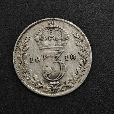 【淘币小摊】实时拍第八百二十七拍   散币场   满百包邮可预留二周 每周一统一发货   - 英国1918年乔治五世3便士银币