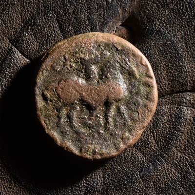 【良泉】【元旦直播场】1月1日晚19.30点开拍！208组西方古代钱币、日本朝鲜花钱 - 【藏家出品B】印度-赛克王朝，阿泽斯二世，公元前35-12年打制，银铜合金四德拉克马，7.36克