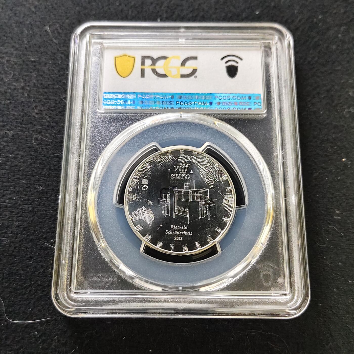 【全场包邮】纯粹捡漏拍487场（免费代拍第24场） 【收藏级·冠军分】荷兰2013年5欧元世界遗产里德费尔德之家官方卡装镀银纪念币-PCGS MS65