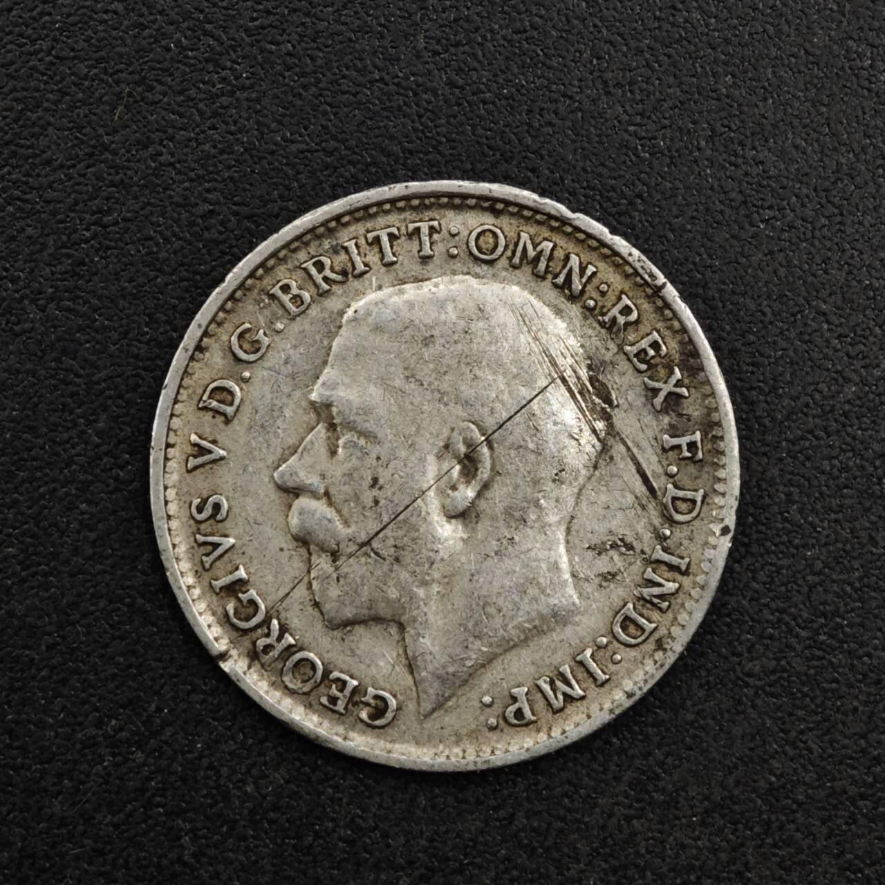 【淘币小摊】实时拍第八百二十七拍   散币场   满百包邮可预留二周 每周一统一发货   英国1917年乔治五世3便士银币