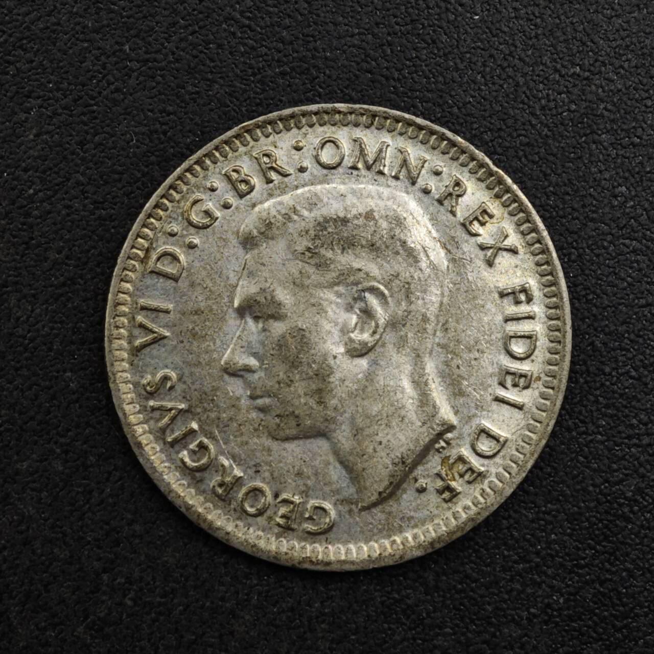 【淘币小摊】实时拍第八百二十七拍   散币场   满百包邮可预留二周 每周一统一发货   澳大利亚1950年乔治六世3便士银币