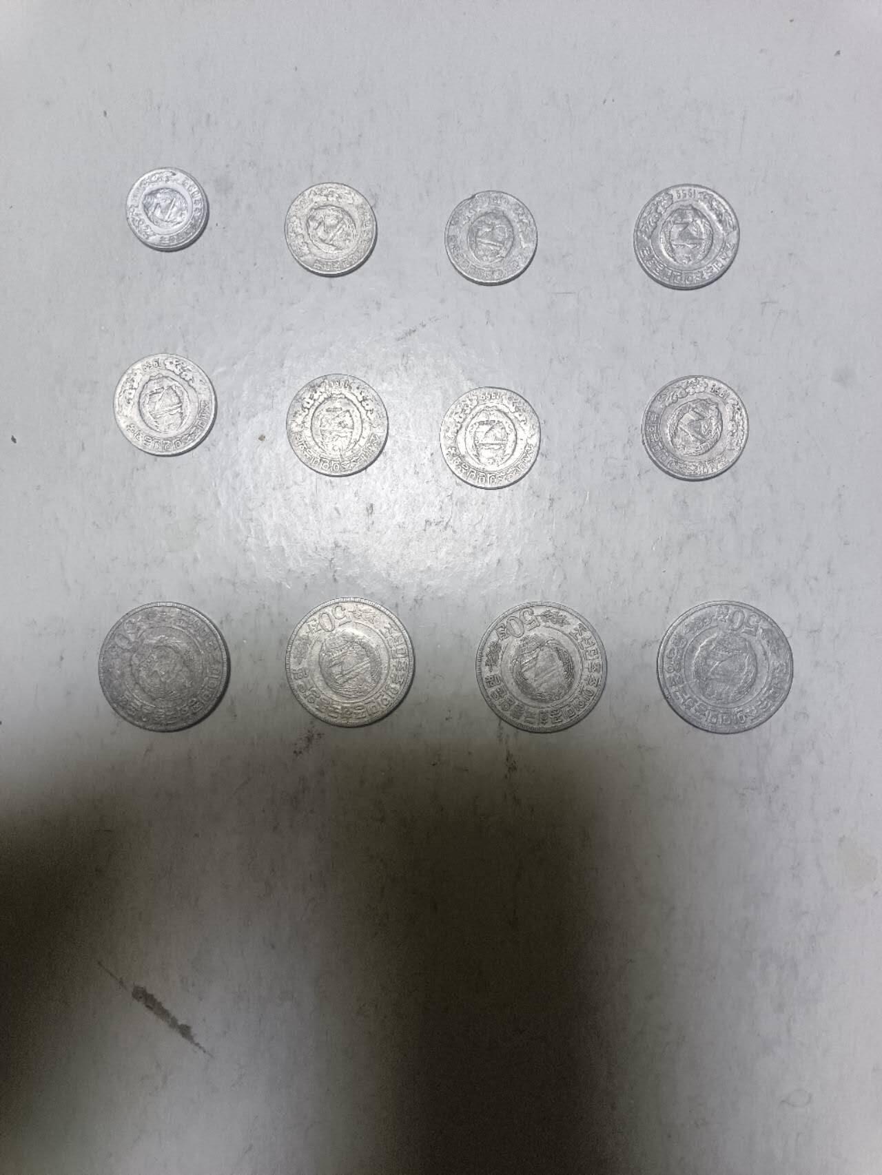 【20251216】非全新纸币和硬币第314场 朝鲜12枚硬币，有重复