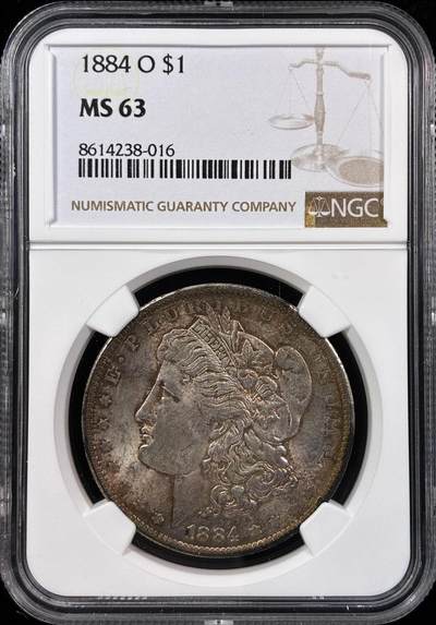 【雨安】【直播拍卖】【世界币章121期-评级币】2025-12-20 周六 19:30 保真 - [评级美洲] USA 美国 1美元 摩根 1884年O  NGC-MS63 五彩包浆