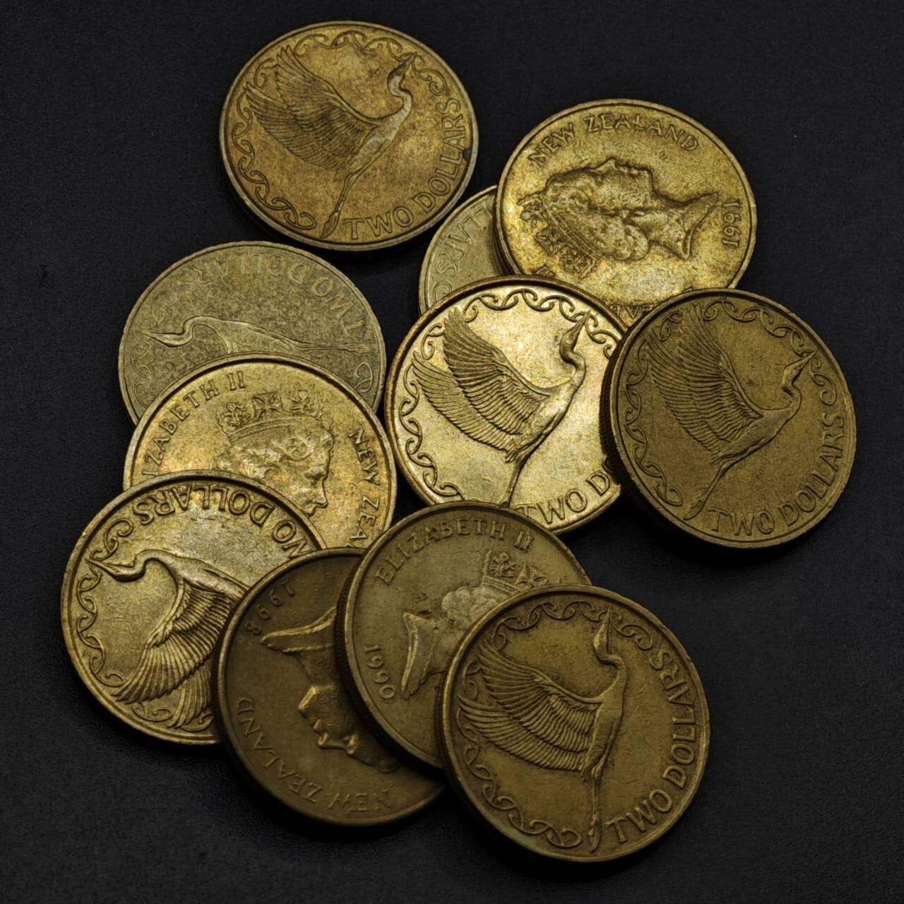 【淘币小摊】实时拍第八百二十七拍   散币场   满百包邮可预留二周 每周一统一发货   新西兰2元11枚