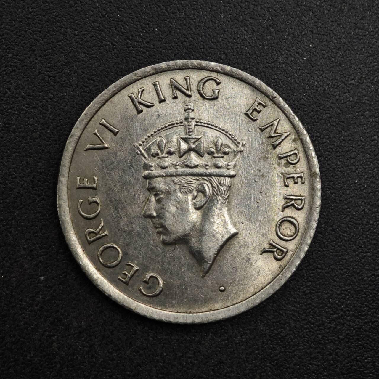 【淘币小摊】实时拍第八百二十七拍   散币场   满百包邮可预留二周 每周一统一发货   印度1947年乔治六世1/4卢比镍币