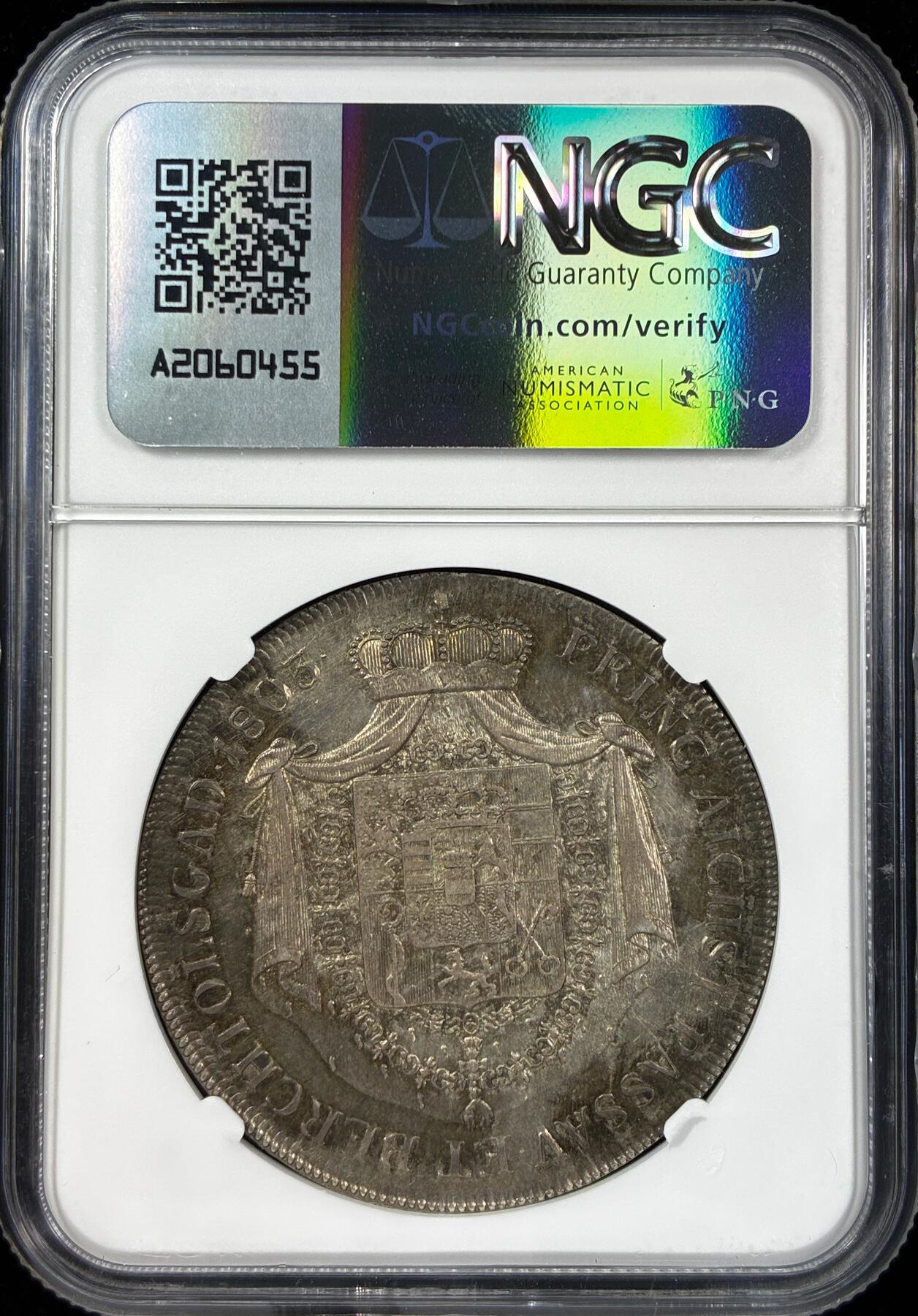 【雨安】【直播拍卖】【世界币章121期-评级币】2025-12-20 周六 19:30 保真 [评级欧洲] Austria 奥地利 Salzburg萨尔茨堡 1泰勒 KM#485 1803年 斐迪南三世  NGC-AU53 原味欧洲淡美包浆