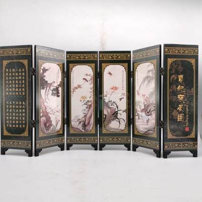 听雨轩（40） - [贵妃夜宴图]仿古漆器小屏风  折叠木制