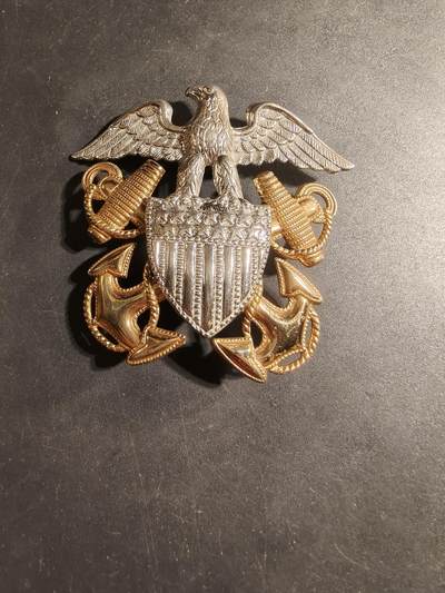 老王徽章第169期 - 美国海军大檐帽帽徽     包10k金