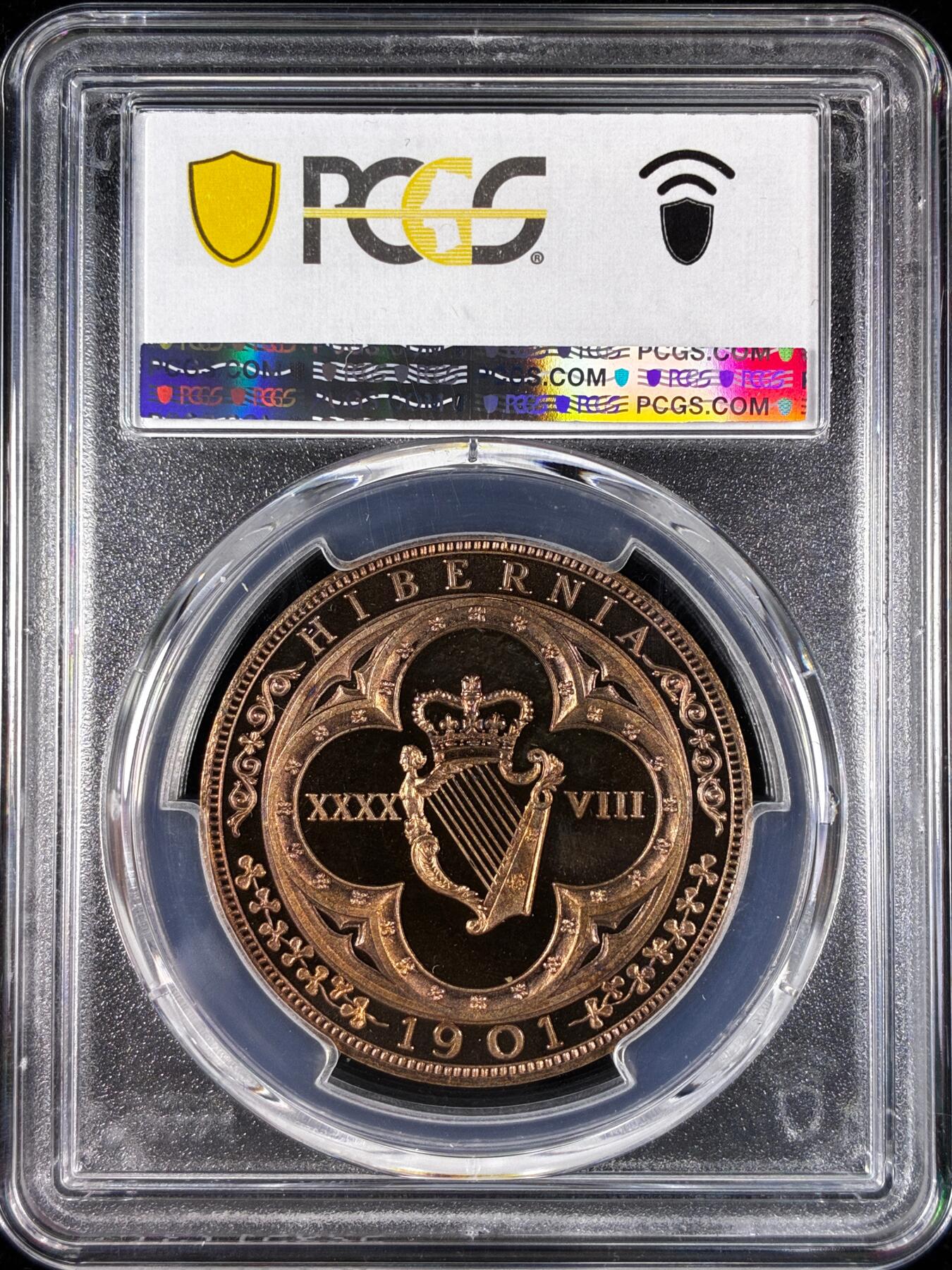 【雨安】【直播拍卖】【世界币章121期-评级币】2025-12-20 周六 19:30 保真 [评级欧洲] Ireland 爱尔兰 48D 1901年 爱德华七世 X#13b PCGS-PR67RD 精制