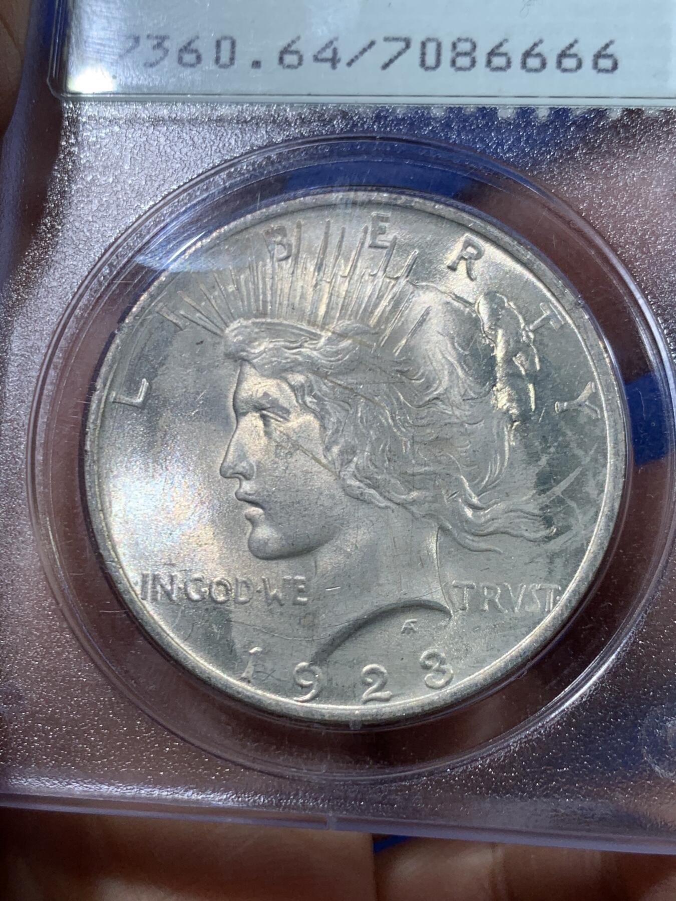 《竞宝斋》第447场 周日，周一，2场连拍 （全场包邮） PCGS MS64  美国1923年和平鸽一美元银币 经典摇摇乐