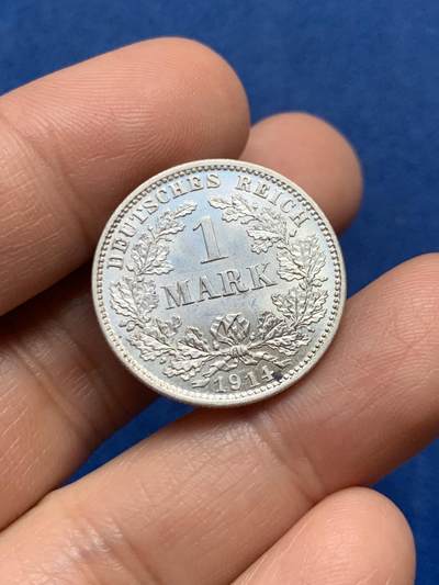 《竞宝斋》第447场 周日，周一，2场连拍 （全场包邮） - 德国 1914年 一马克 银币 A厂标