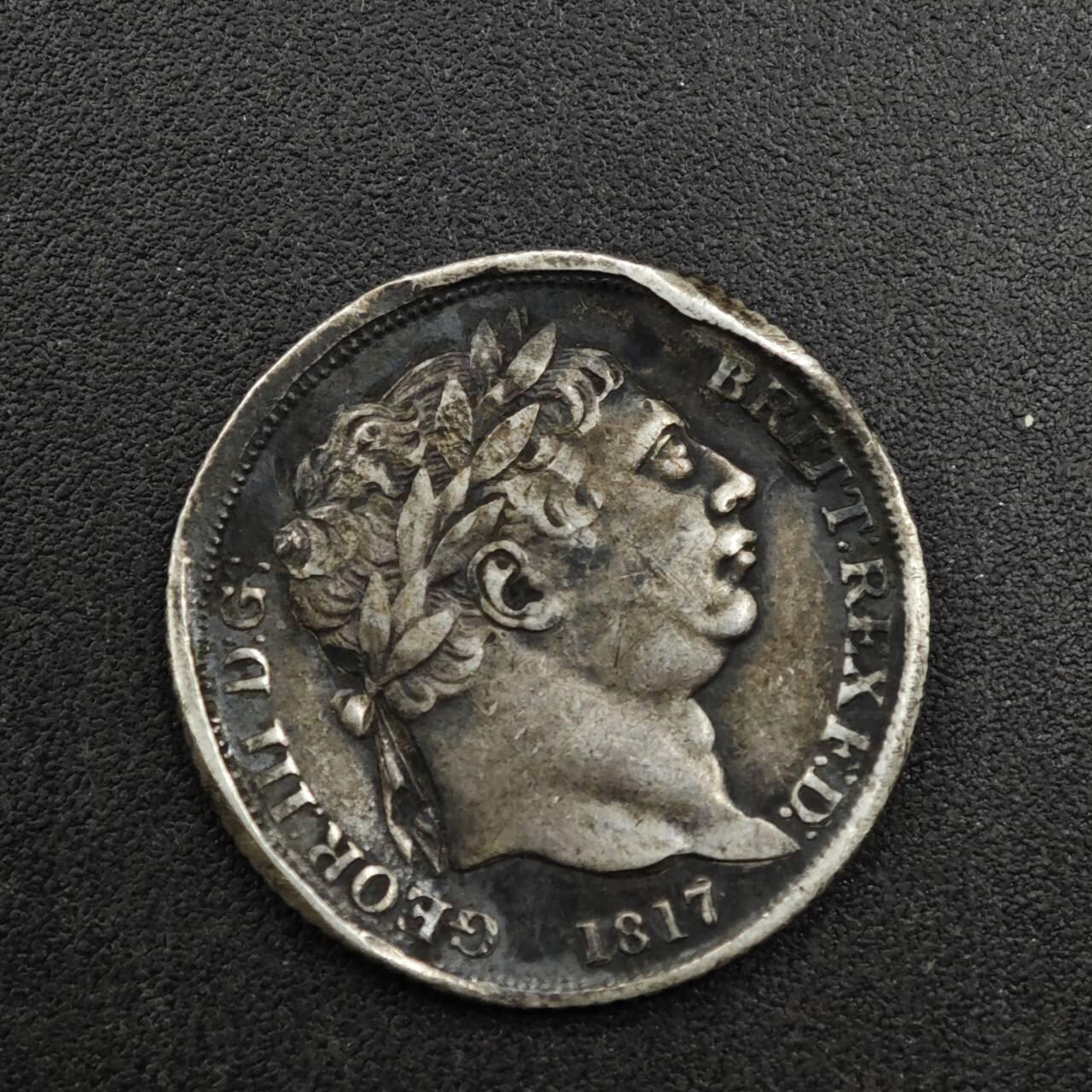 【淘币小摊】实时拍第八百二十七拍   散币场   满百包邮可预留二周 每周一统一发货   英国1817年乔治三世6便士银币