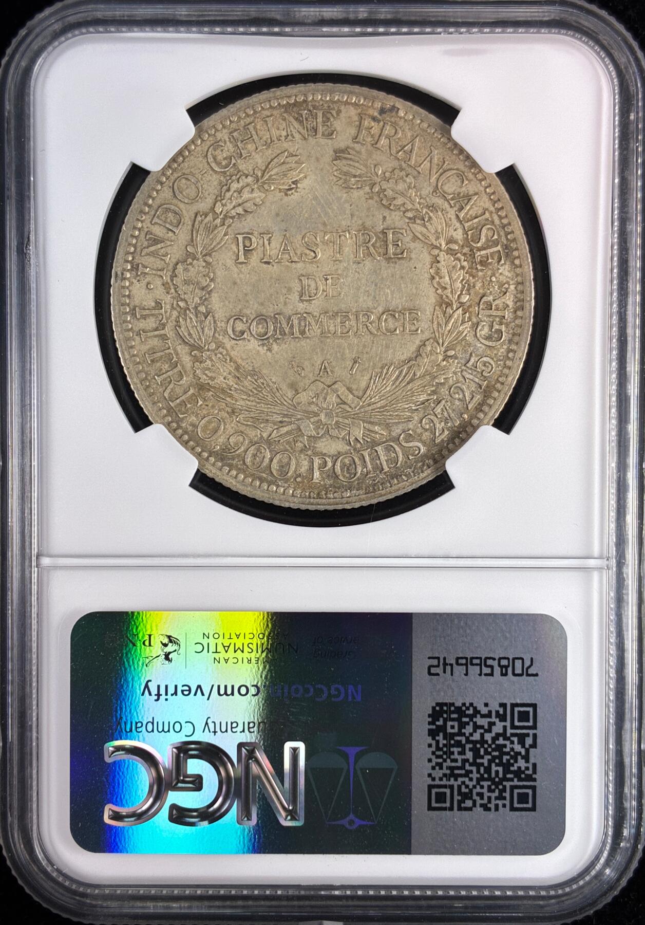 【雨安】【直播拍卖】【世界币章121期-评级币】2025-12-20 周六 19:30 保真 [评级亚洲] 贸易银 法国 法属印支 坐洋 1皮阿斯特 1895年  NGC-AU