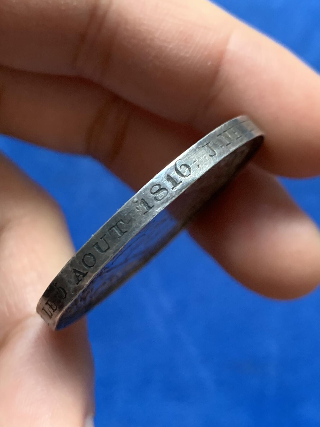 《竞宝斋》第447场 周日，周一，2场连拍 （全场包邮） 法国拿破仑一世时期 名家Brenet作 法国双天使婚礼银章 原铸 33克 40.2mm 周圈刻字 背面花体字漂亮