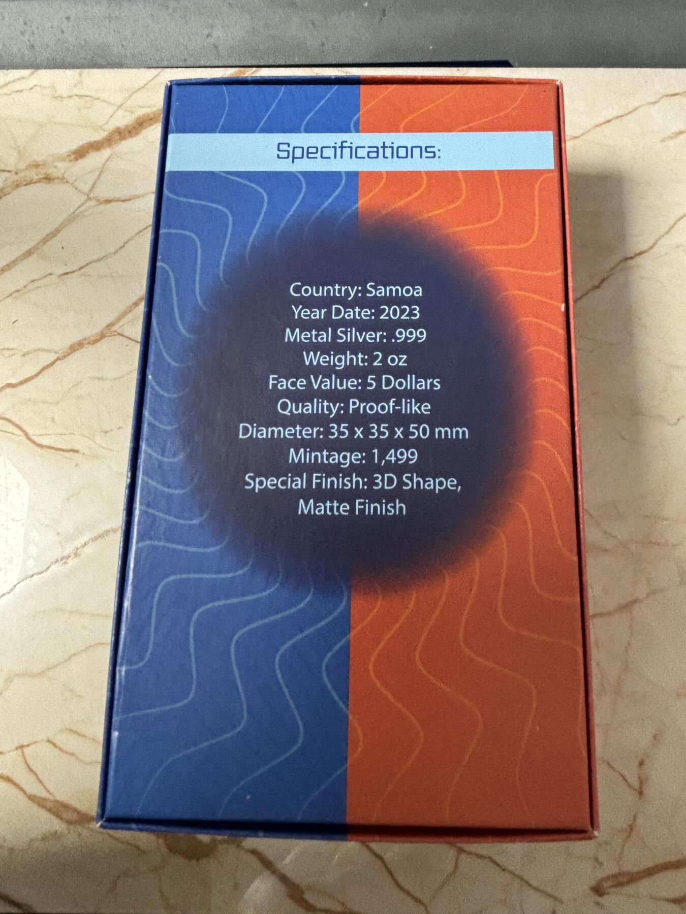 第186期拍卖 萨摩亚2023年人类大脑3D立体异形仿古2盎司纪念银币，999银，发行量1499枚