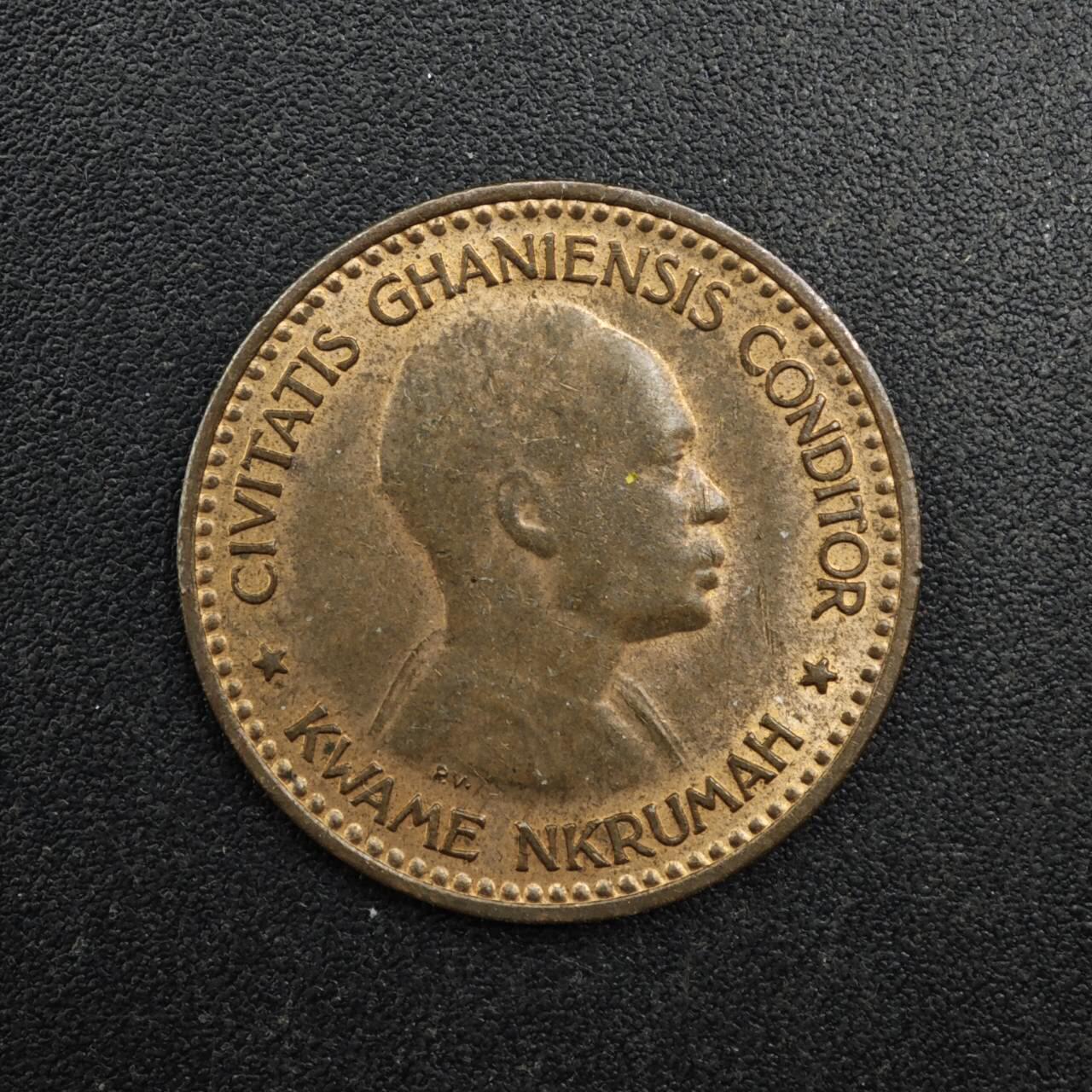 【淘币小摊】实时拍第八百二十七拍   散币场   满百包邮可预留二周 每周一统一发货   加纳1958年1/2便士铜币