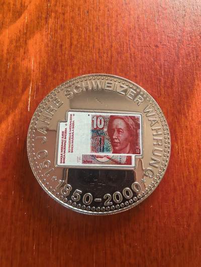 长老汇蛇年精选第八十二场拍卖 - 2000瑞士货币150周年10法郎图案彩色铜镍章，30克，30MM