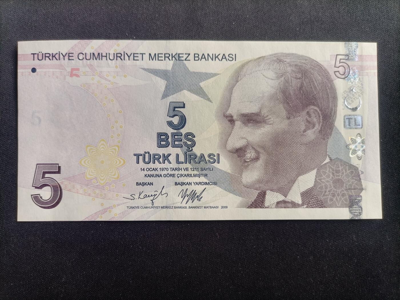 【游宝拍卖】乙巳蛇年96期 周四集拍 土耳其-5拉里【全新UNC】