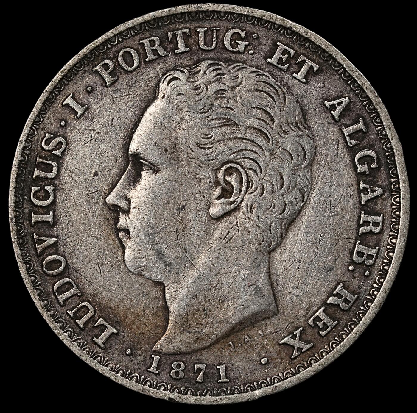 修遠堂世界钱币第九十七期 1871年葡萄牙500 REIS银币 路易斯一世 12.50g，含银91.7%