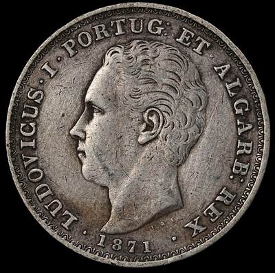 修遠堂世界钱币第九十七期 - 1871年葡萄牙500 REIS银币 路易斯一世 12.50g，含银91.7%