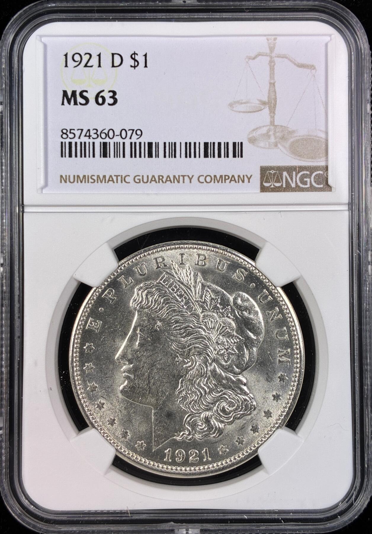 【雨安】【直播拍卖】【世界币章121期-评级币】2025-12-20 周六 19:30 保真 [评级美洲] USA 美国 1美元 (1878-1921) 摩根 1921年D  NGC-MS63