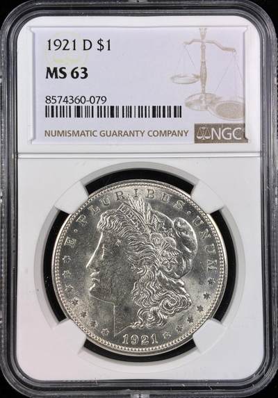 【雨安】【直播拍卖】【世界币章121期-评级币】2025-12-20 周六 19:30 保真 - [评级美洲] USA 美国 1美元 (1878-1921) 摩根 1921年D  NGC-MS63