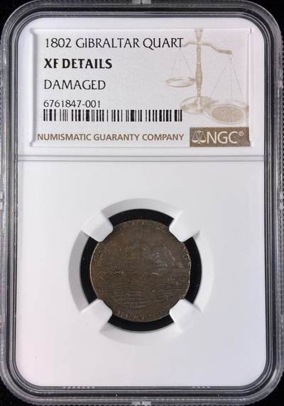 【雨安】【直播拍卖】【世界币章121期-评级币】2025-12-20 周六 19:30 保真 - [评级欧洲] Gibraltar 直布罗陀 Quart 1802年  NGC-XF