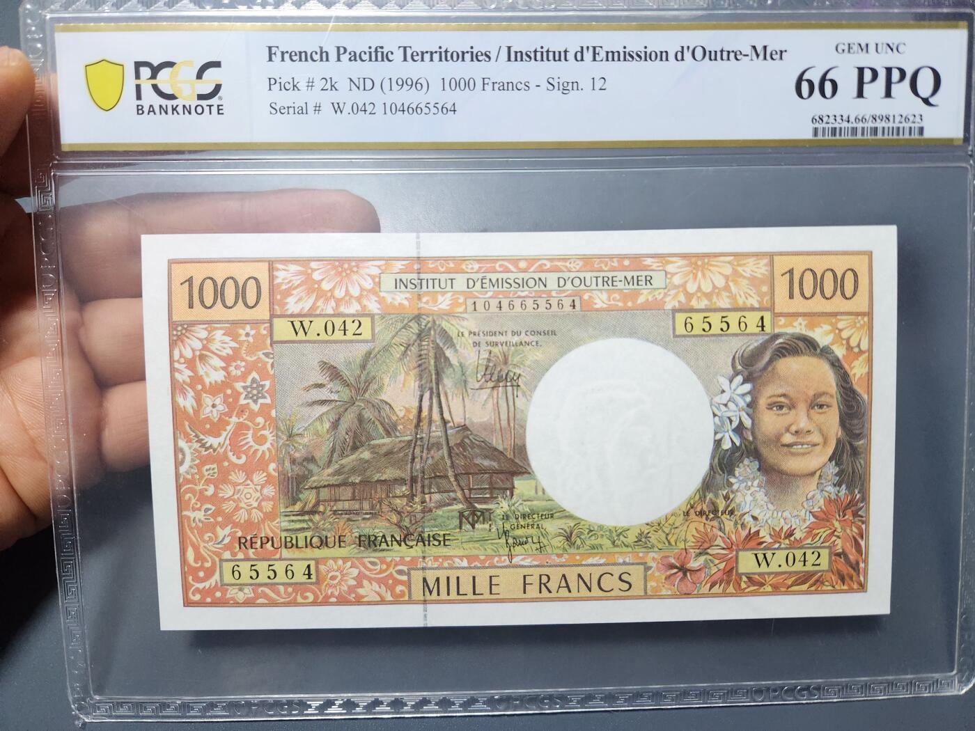 12月13号晚上8点 外国纸币自动截拍第72场 法属太平洋1000法郎PCGS66PPQ