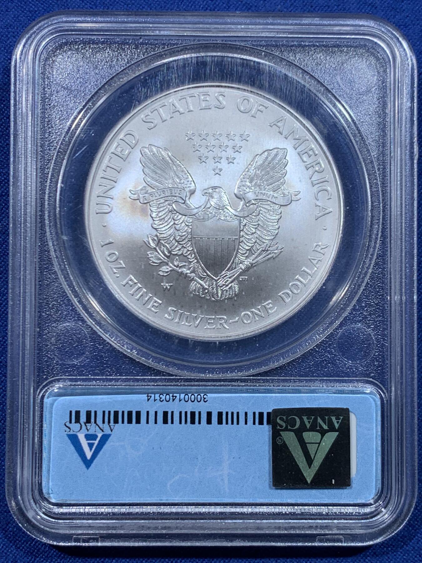 《竞宝斋》第447场 周日，周一，2场连拍 （全场包邮） ANACS SP70 美国 2007年 行走女神 1盎司银币 31.1克 W版少见 状态也是极好的