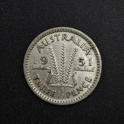 【淘币小摊】实时拍第八百二十七拍   散币场   满百包邮可预留二周 每周一统一发货   - 澳大利亚1951年乔治六世3便士银币