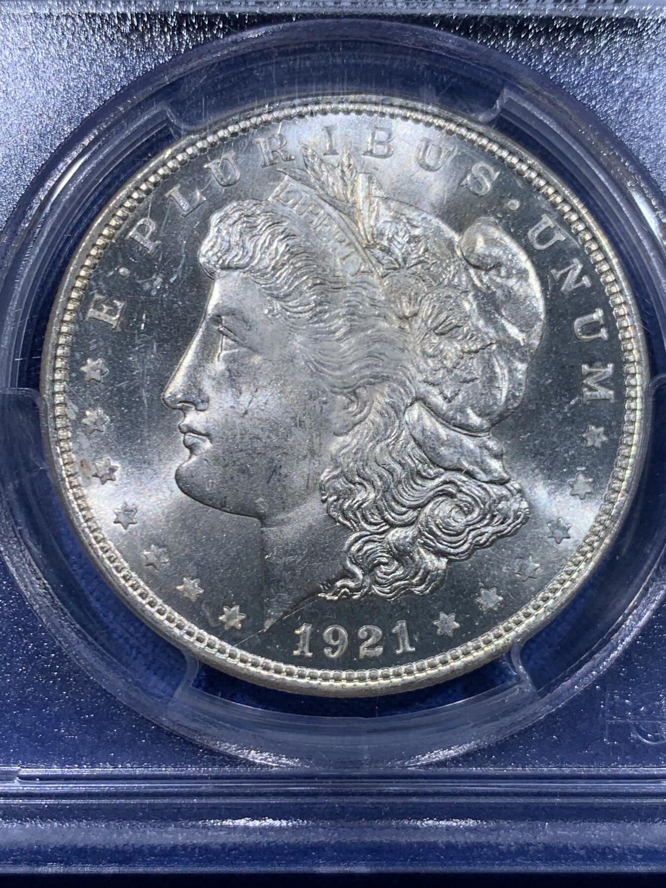 《竞宝斋》第447场 周日，周一，2场连拍 （全场包邮） PCGS MS64 美国1921年摩根1美元银币