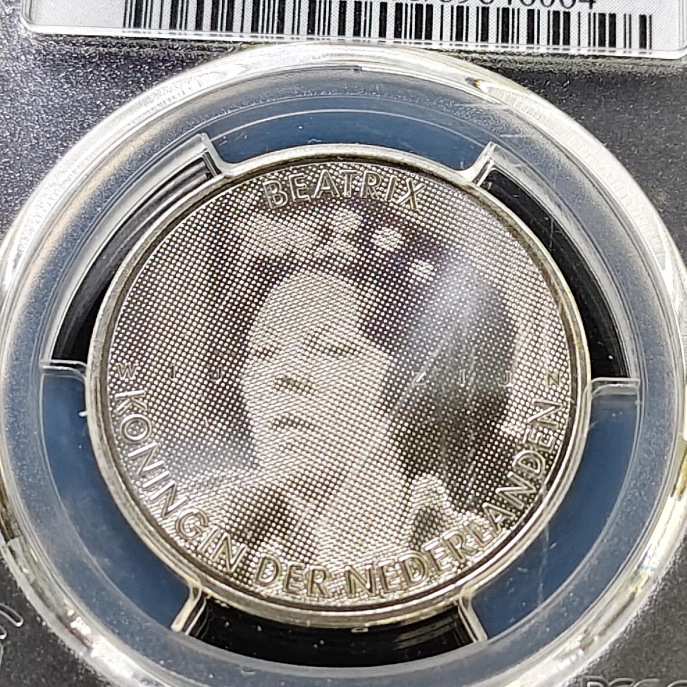 【全场包邮】纯粹捡漏拍487场（免费代拍第24场） 【收藏级·冠军分】荷兰2005年10欧元贝娅特里克斯女王登基25周年纪念银币-PCGS MS66