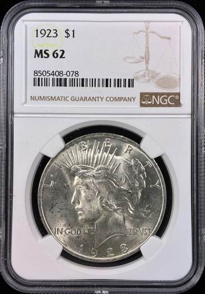 【雨安】【直播拍卖】【世界币章121期-评级币】2025-12-20 周六 19:30 保真 - [评级美洲] USA 美国 1美元  (1921-1935) 和平鸽 1923年  NGC-MS62