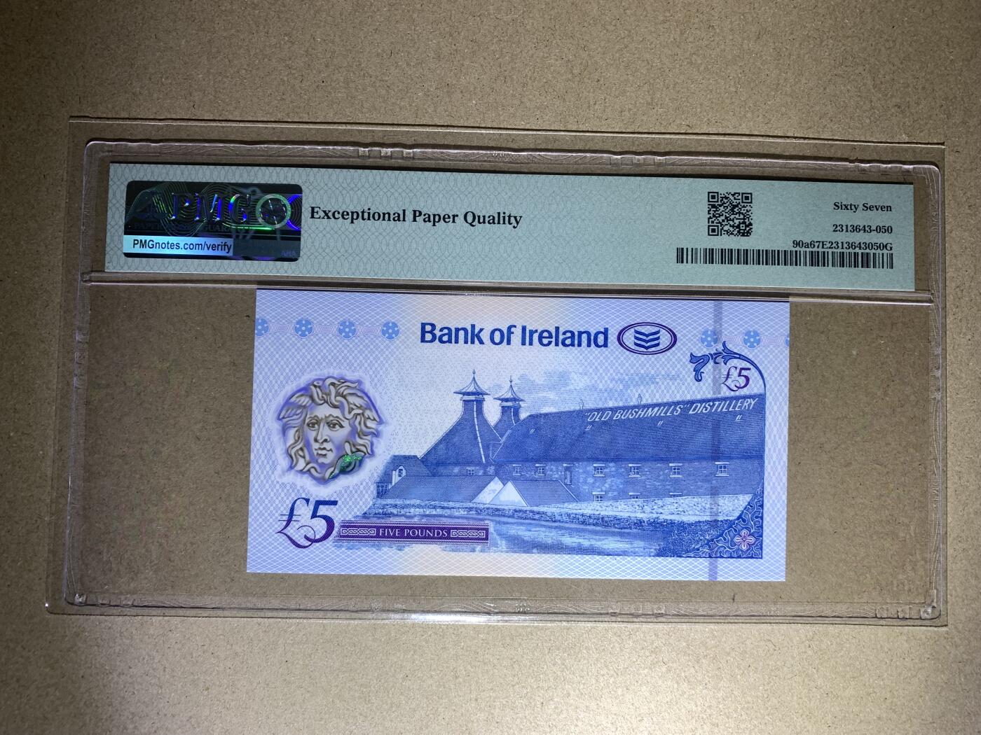 【礼羽收藏】🌏世界钱币拍卖第118期 【AA229119】2017年北爱尔兰5镑塑料钞 AA首发冠 无3457尾119 朦胧号  PMG67 高分靓号