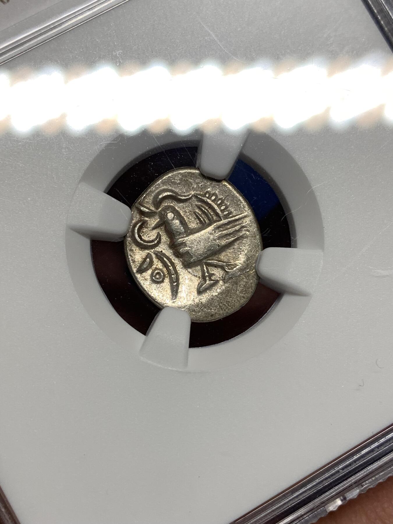 《竞宝斋》第447场 周日，周一，2场连拍 （全场包邮） NGC AU55 柬埔寨 1600-1860 小鸟 2PE 银币 东南亚经典品种