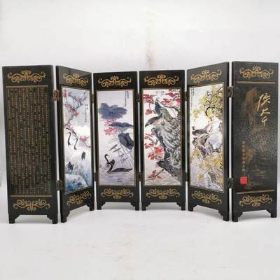 听雨轩（40） - [国画大师张大千]仿古漆器小屏风折叠