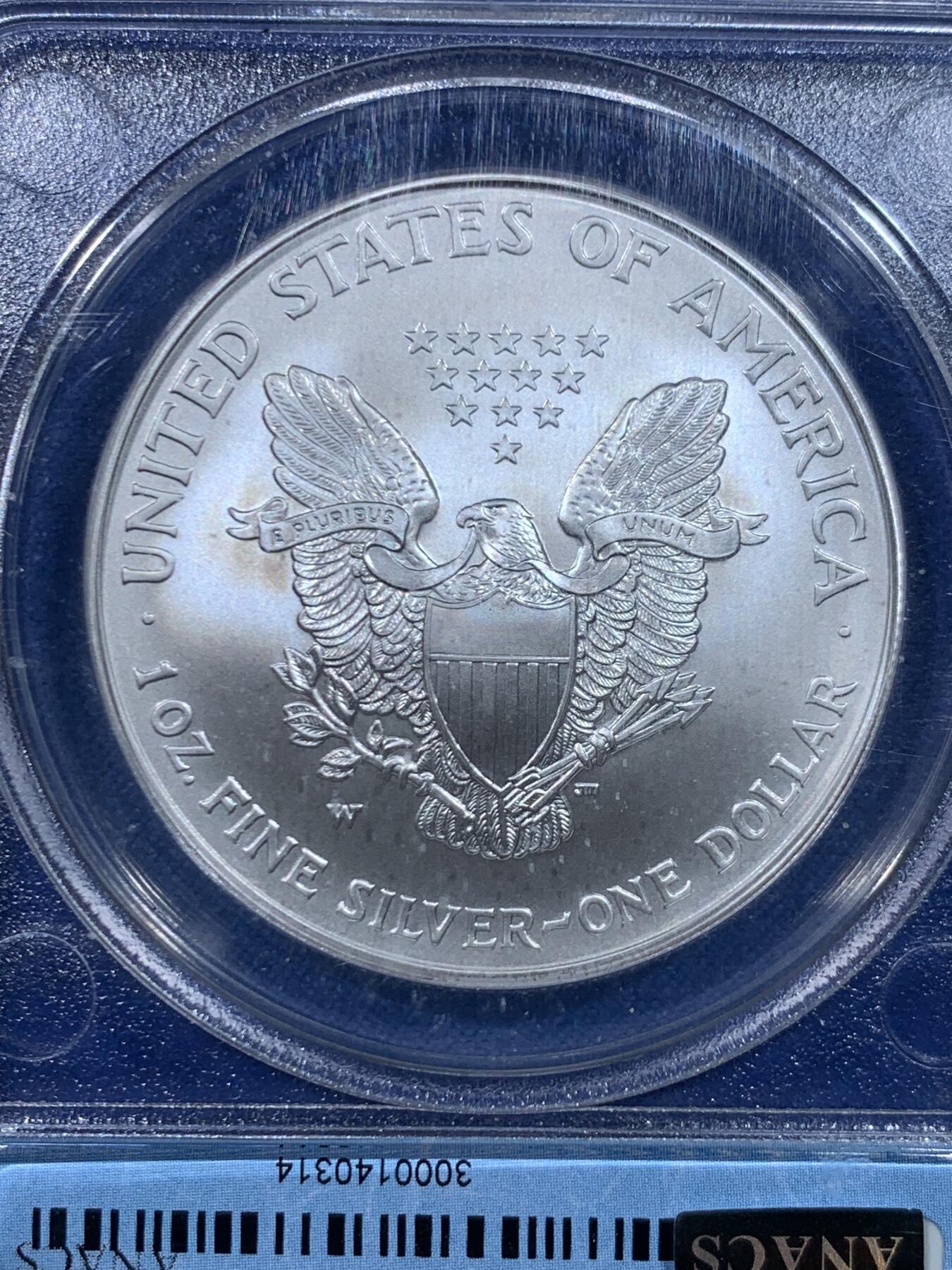 《竞宝斋》第447场 周日，周一，2场连拍 （全场包邮） ANACS SP70 美国 2007年 行走女神 1盎司银币 31.1克 W版少见 状态也是极好的