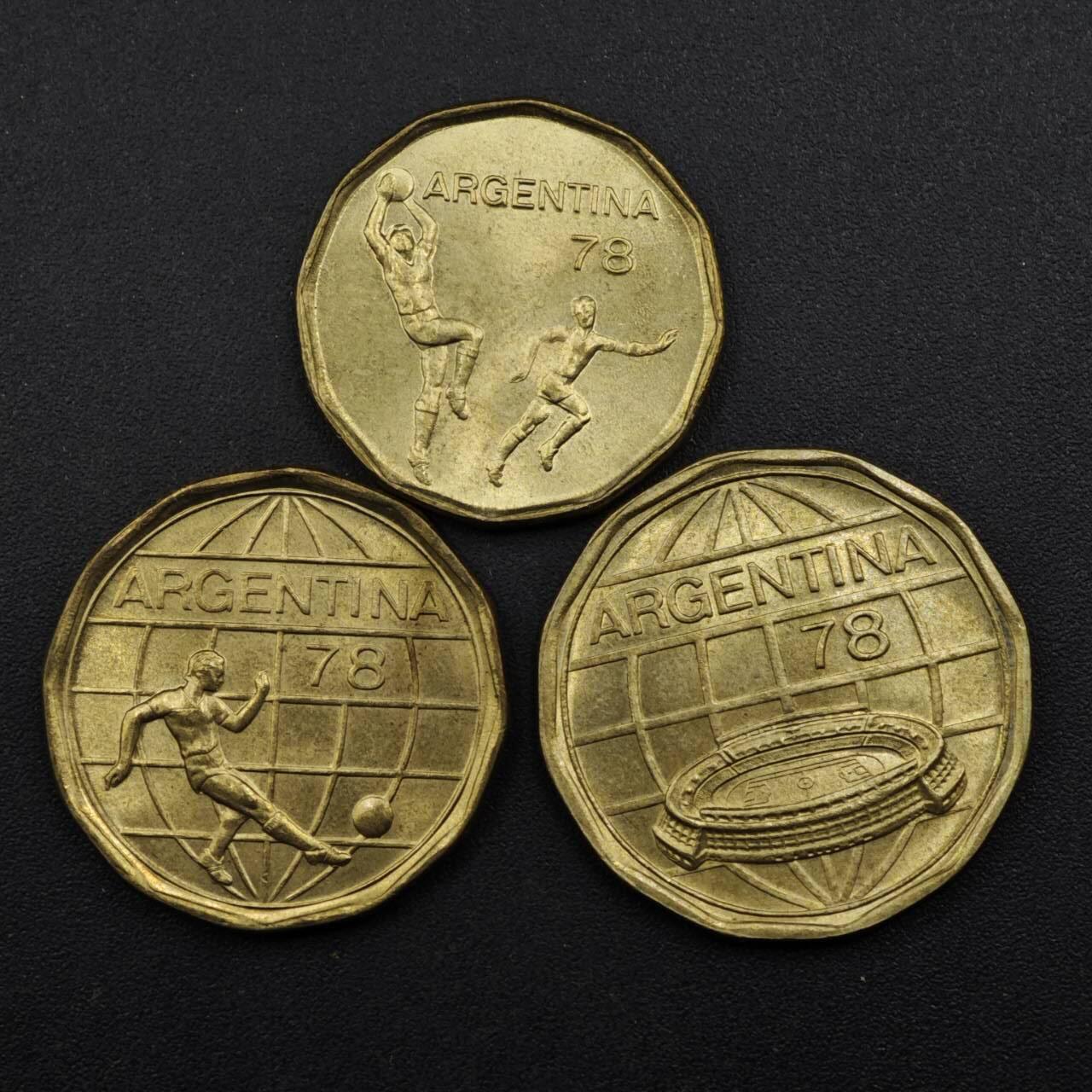 【淘币小摊】实时拍第八百二十七拍   散币场   满百包邮可预留二周 每周一统一发货   阿根廷1978年世界杯纪念币3枚