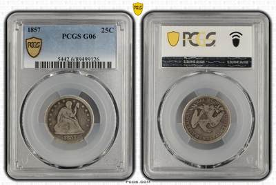 12.25银币、套币、精制币专场 - 1857年美国坐姿拿旗25C银元