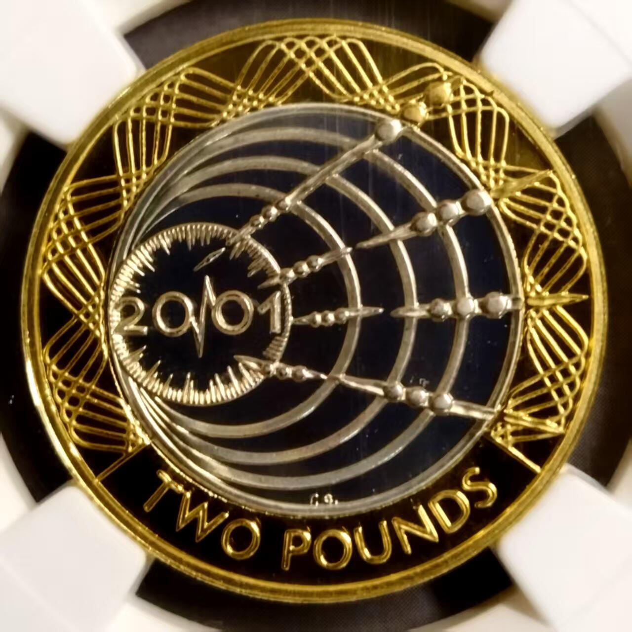 长老汇蛇年精选第八十一场拍卖 英国2001年 首次跨大西洋无线通讯双色精制纪念加厚银币  NGC PF68UC，季军分（并列三枚） 24克，量6759