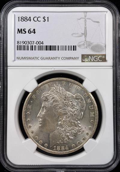 【雨安】【直播拍卖】【世界币章121期-评级币】2025-12-20 周六 19:30 保真 - [评级美洲] USA 美国 1美元 摩根 1884年CC  NGC-MS64 车轮光